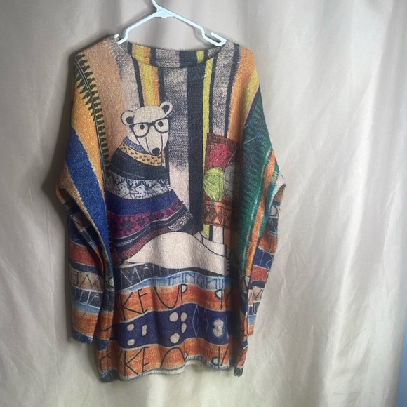 Yesno  Graphic Polar Bear Print Oversized Sweater Cotton/ Wool Blend Size 2X - Picture 1 of 3
